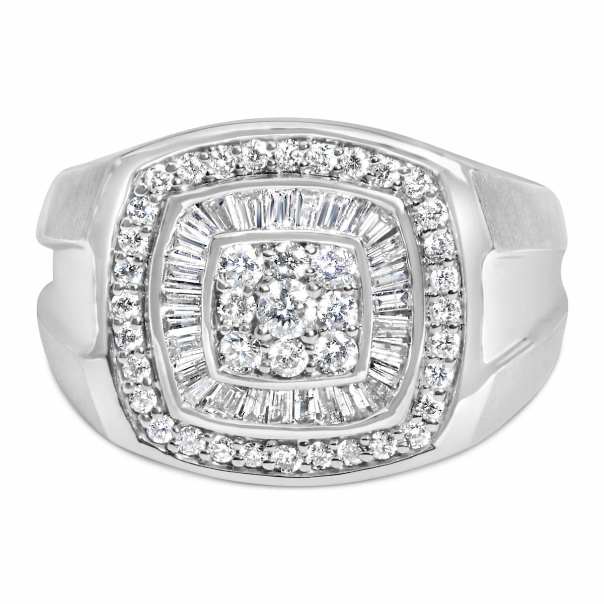 14K White Gold Mens Diamond Band Ring