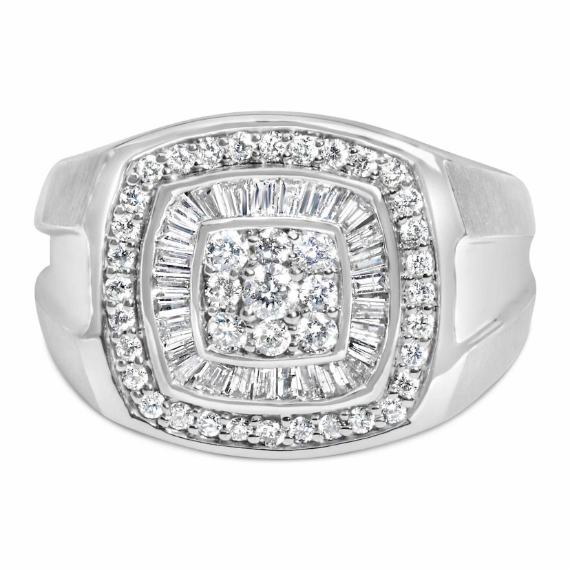 14K White Gold Mens Diamond Band Ring