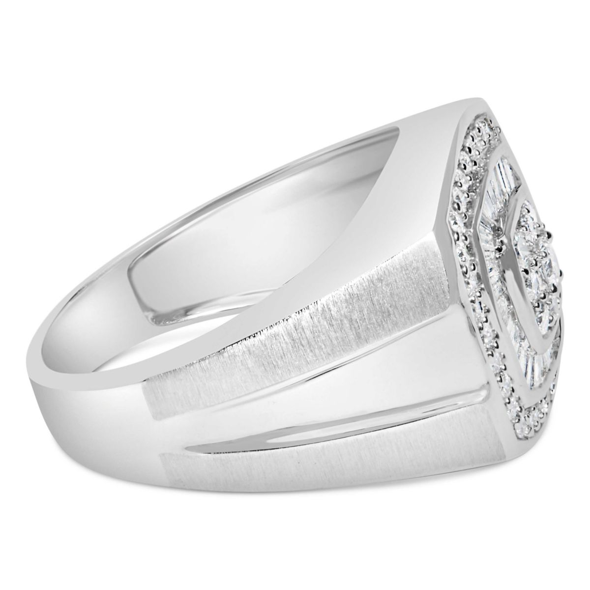 14K White Gold Mens Diamond Band Ring