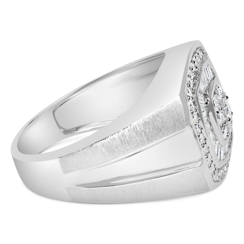 14K White Gold Mens Diamond Band Ring