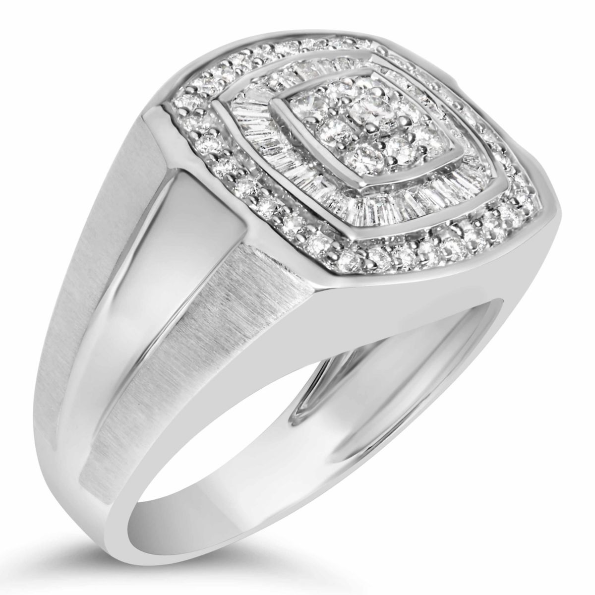 14K White Gold Mens Diamond Band Ring