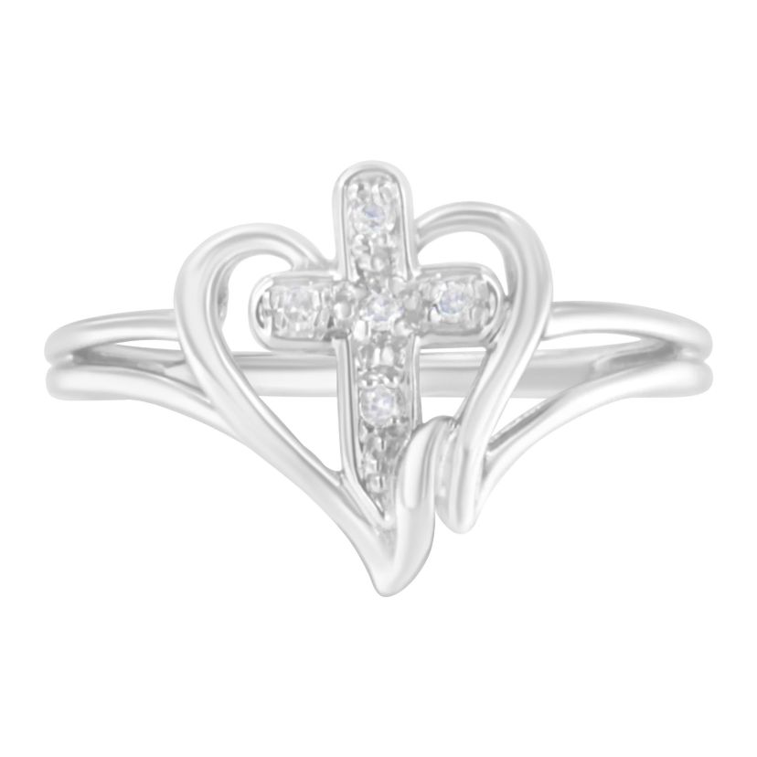 10K White Gold Diamond-Accented Promise Fashion Ring