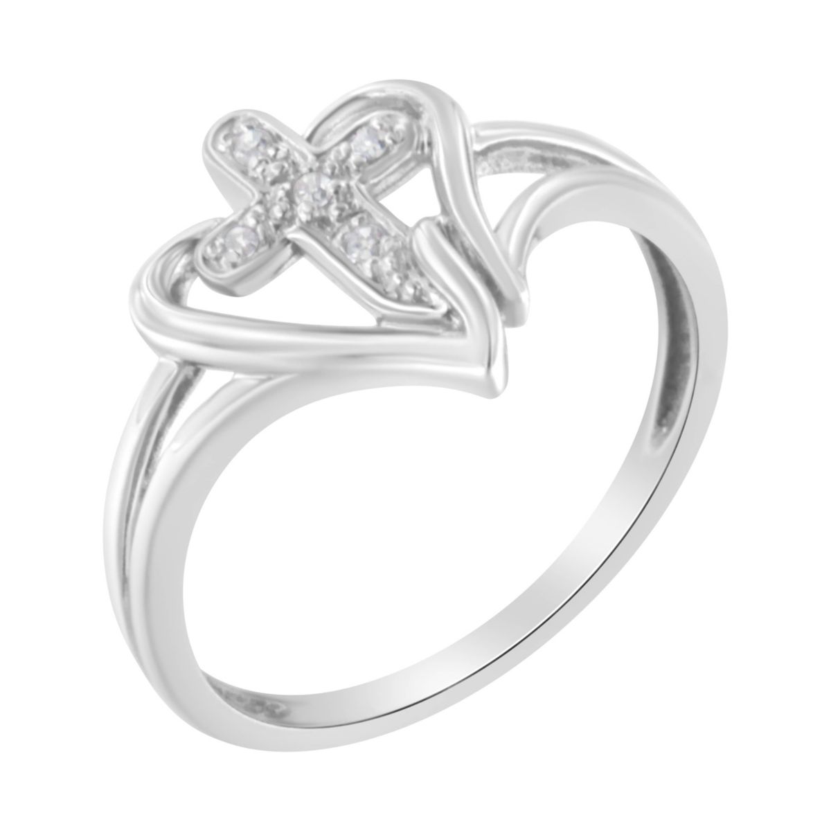 10K White Gold Diamond-Accented Promise Fashion Ring