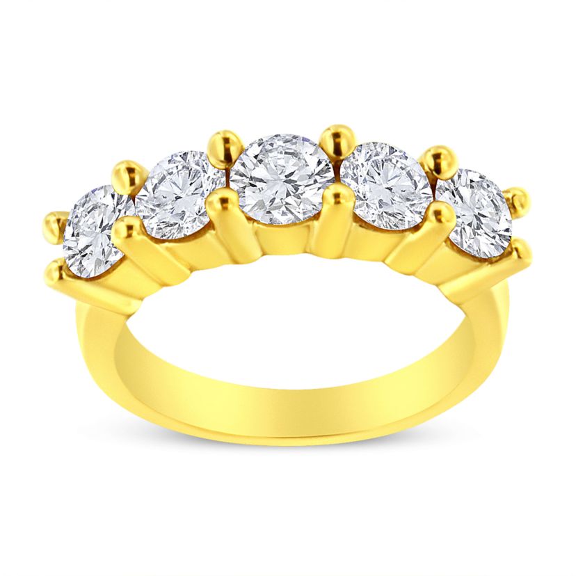 Silver 2.0 Cttw Diamond 5 Stone Wedding Band Ring