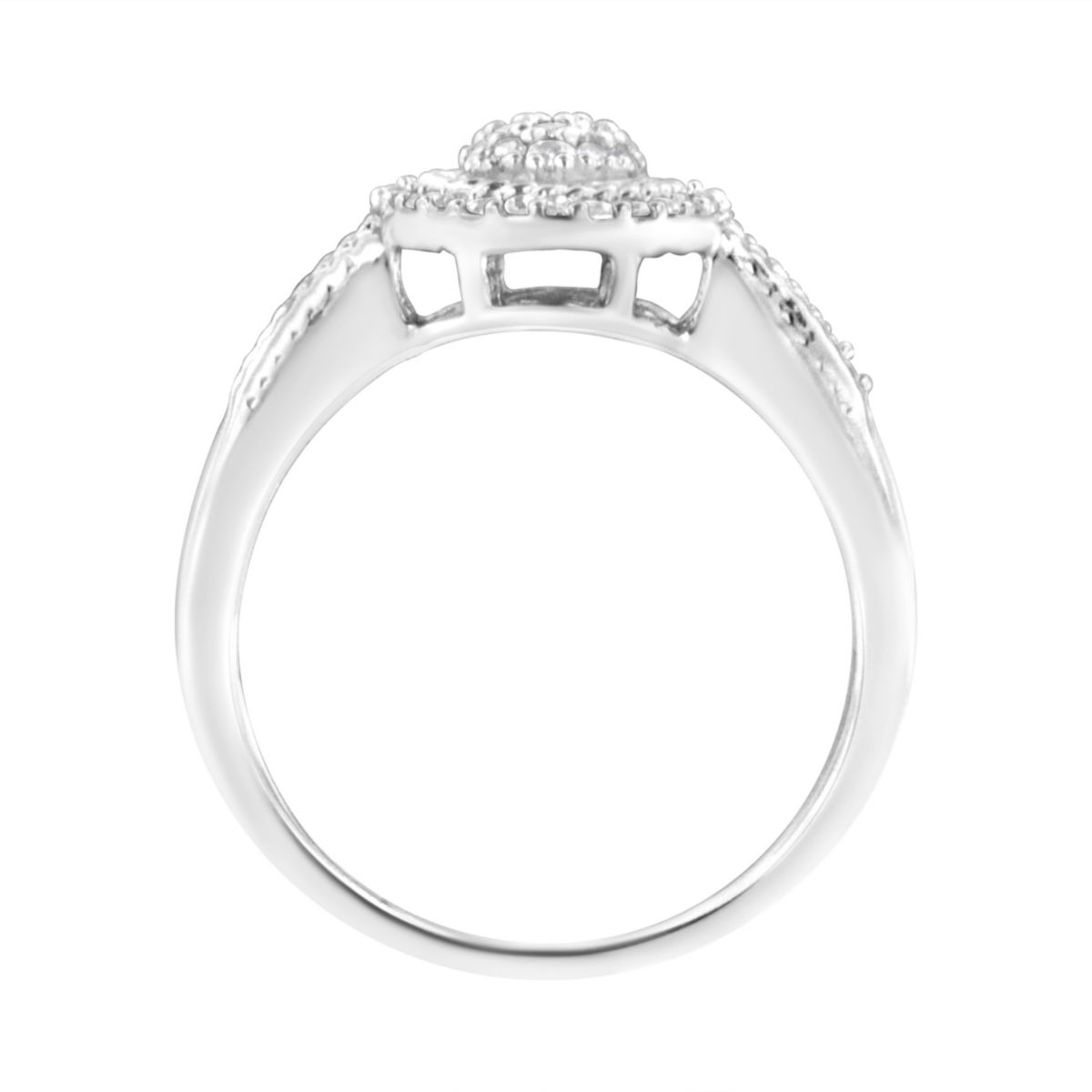 Silver 1/3 Cttw Round Diamond Braided Halo Cocktail Ring