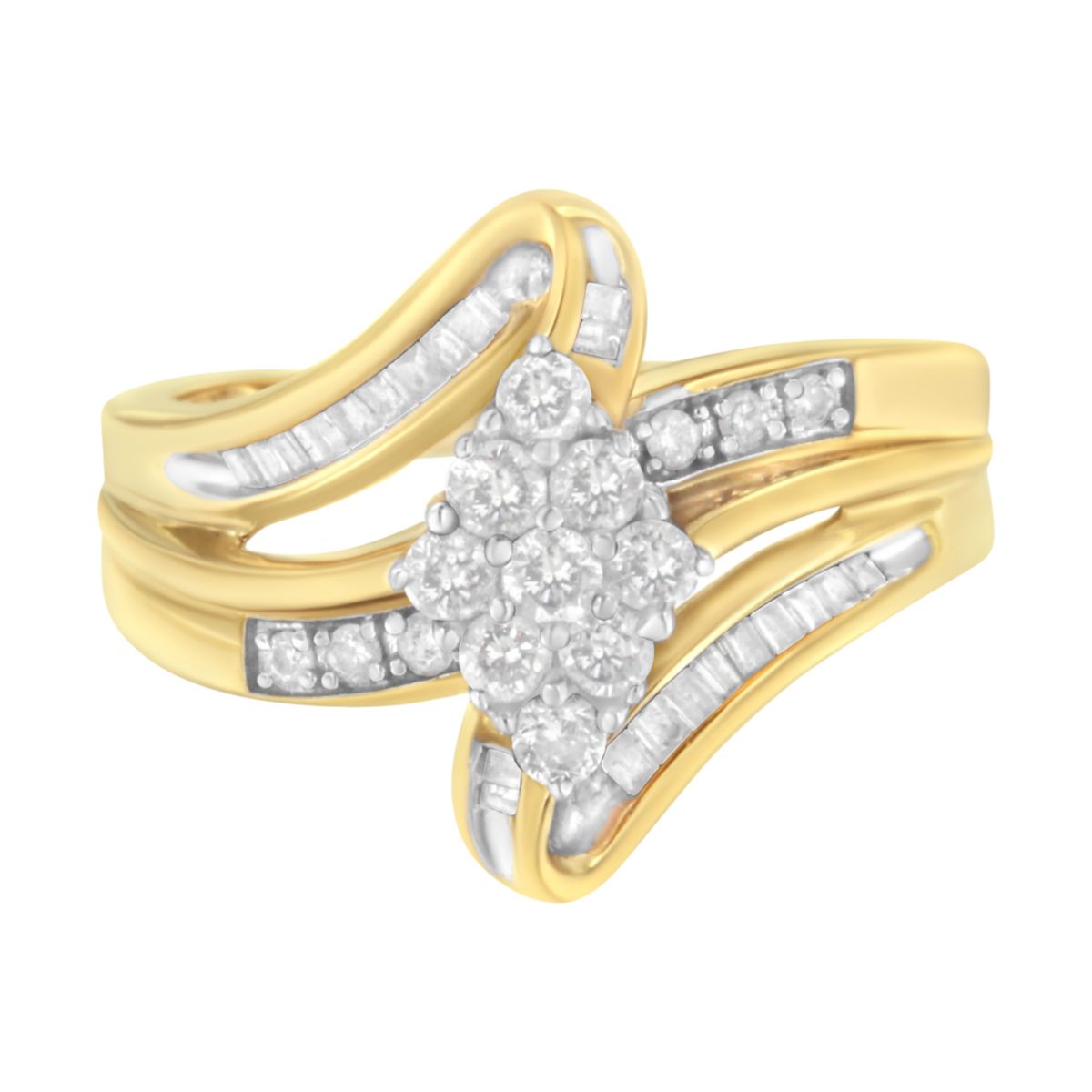 10K Yellow Gold 1/2 cttw Diamond Cluster Cocktail Ring