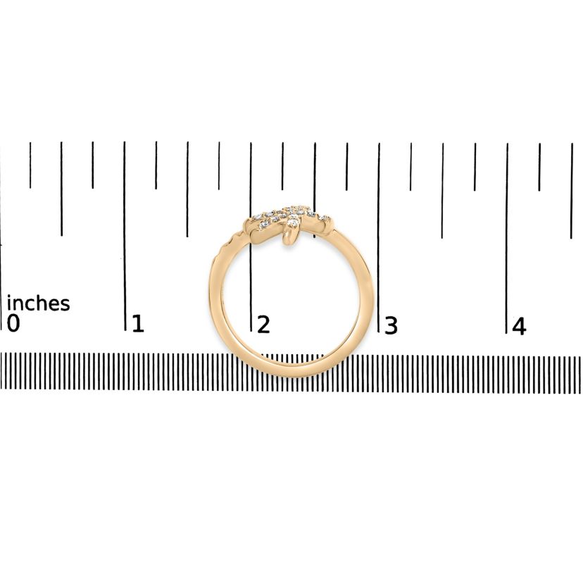 10K Yellow Gold 1/10 Cttw Diamond Palm Tree Statement Ring