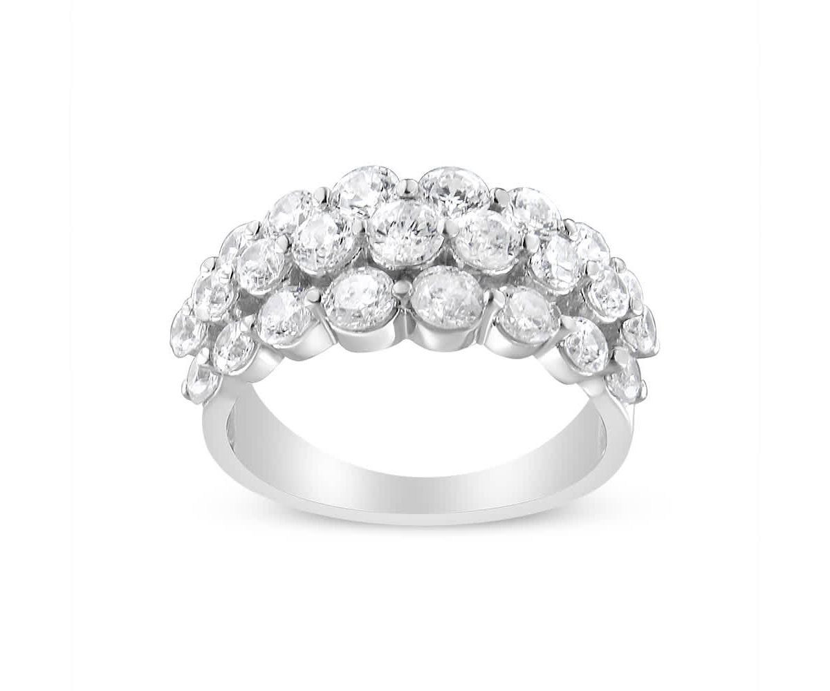 10K White Gold 2 1/2 Cttw Diamond 3 Row Band Ring