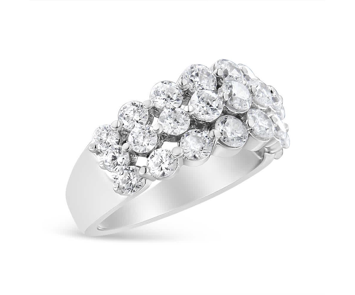 10K White Gold 2 1/2 Cttw Diamond 3 Row Band Ring
