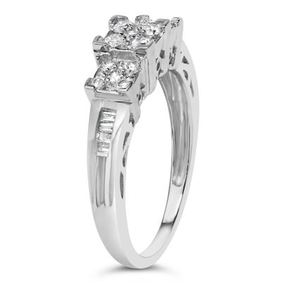 Haus of Brilliance 10K White Gold 1/2 Cttw Diamond Engagement Ring, 6.75