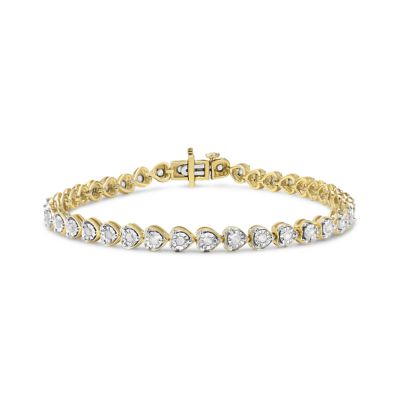 Haus of Brilliance Silver 1.0 Cttw Miracle Set Diamond Heart-Link 7" Tennis Bracelet