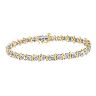 Haus of Brilliance Silver 1.0 Cttw Diamond S-Curve Link Miracle-Set Tennis Bracelet, 7 in