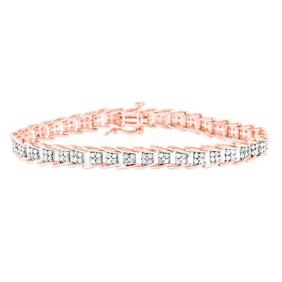 Haus of Brilliance Silver 2.0 Cttw Diamond Fan-Shaped Fancy Chevron Link Tennis Bracelet