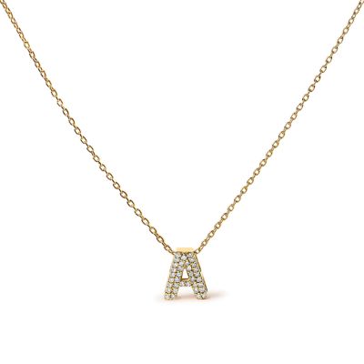 Haus of Brilliance 10K Yellow Gold Diamond Accent "A-Z" Initial Bubble Pendant Necklace, 18 in