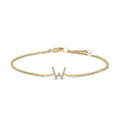 Haus of Brilliance 10K Yellow Gold Diamond Accent "A-Z" Initial Charm and Link Bracelet, 7 in