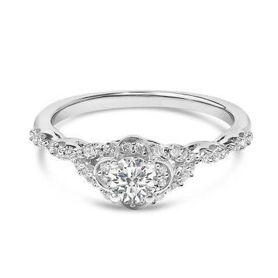 Haus of Brilliance 14K White Gold 1/2 Cttw Lab Grown Diamond Vintage Style Engagement Ring