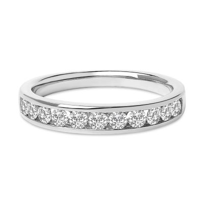 Haus of Brilliance 14K White Gold 1/2 Cttw Round Diamond 11 Stone Channel Set Band, Yellow, 7