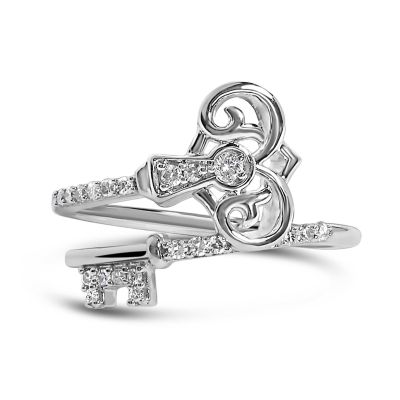Haus of Brilliance Sterling Silver 1/6 Cttw Key and Keyhole Diamond Ring