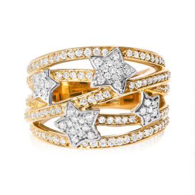 Haus of Brilliance 18K Yellow Gold Plated .925 Sterling Silver 3/4 Cttw Diamond Star and Galaxy Ring Band