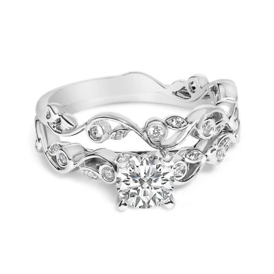 Haus of Brilliance Lab Created 14K White Gold Lab Grown Diamond 1.0 Cttw Vintage Style Engagement Ring and Band Set