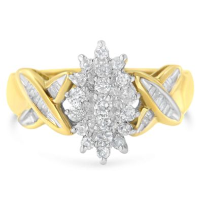 Haus of Brilliance 10K Yellow Gold Round And Baguette-Cut Diamond Ring