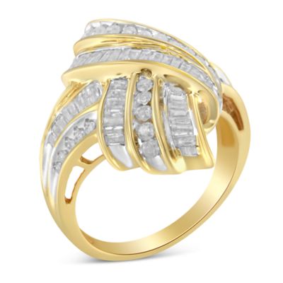 Haus of Brilliance 10K Yellow Gold Diamond Bypass Cocktail Ring
