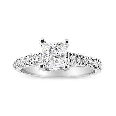 Haus of Brilliance 14K White Gold 1 1/5 Cttw 4-Prong Set Princess Diamond Classic Engagement Ring, 7