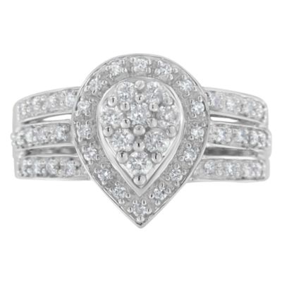 Haus of Brilliance 10K White Gold Round Cut Diamond Teardrop Ring, 6.5