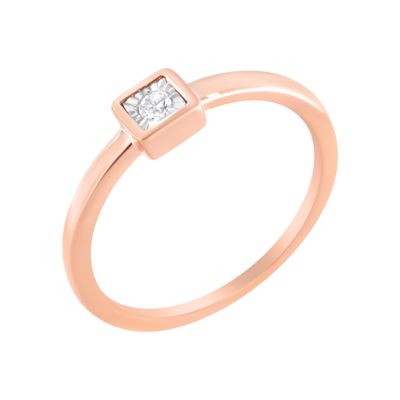 Haus of Brilliance 14K Rose Gold Plated .925 Sterling Silver 1/20 cttw Miracle Set Diamond Promise Ring, 7