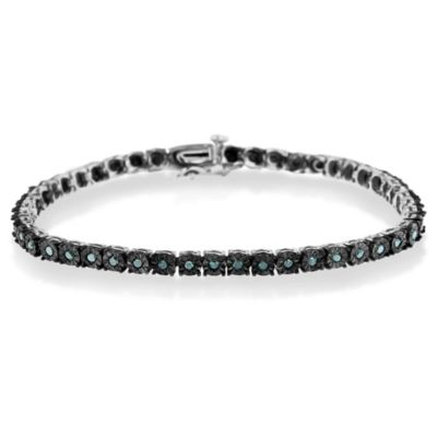 Haus of Brilliance Black Rhodium Plated Silver 1.0 Cttw Diamond Miracle Tennis Bracelet - 7", White, 7 in