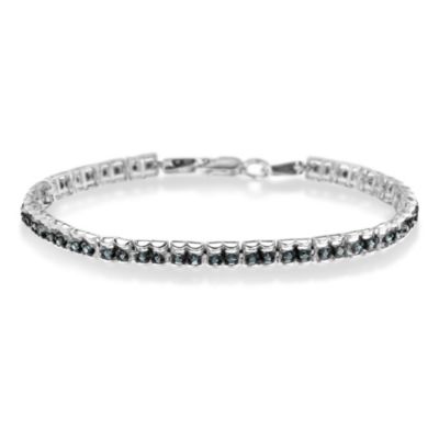 Haus of Brilliance Black Rhodium over Silver 1.0 Cttw Rose Cut Diamond Double-Link 7" Tennis Bracelet, White, 7 in