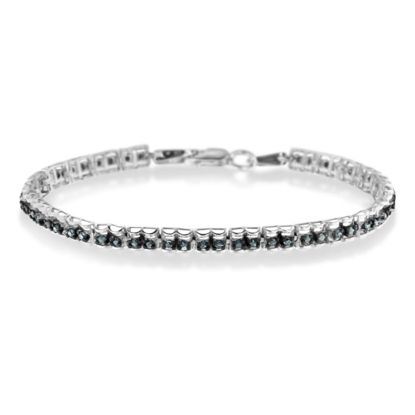 Black Rhodium over Silver 1.0 Cttw Rose Cut Diamond Double-Link 7" Tennis Bracelet