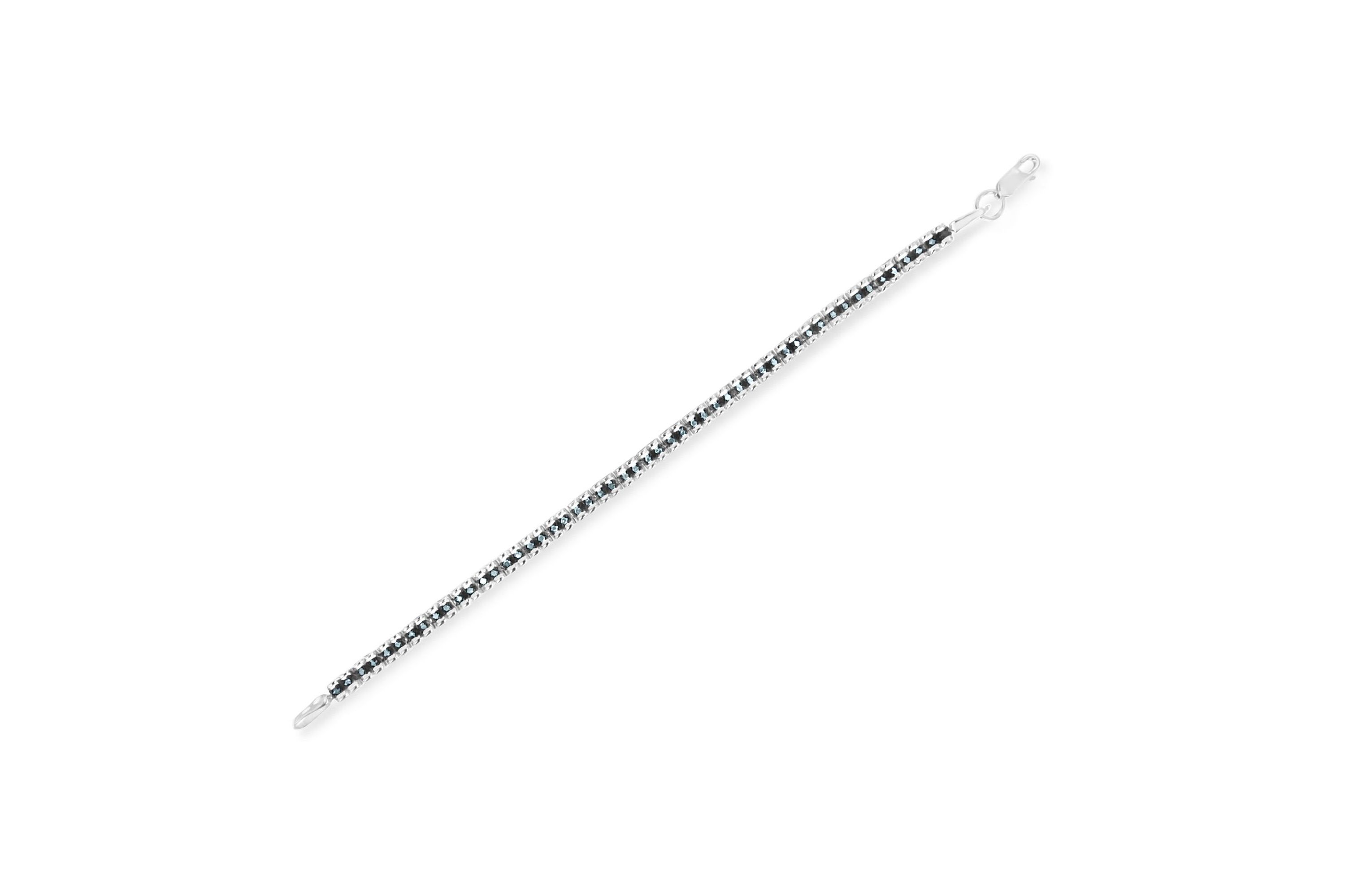 Black Rhodium over Silver 1.0 Cttw Rose Cut Diamond Double-Link 7" Tennis Bracelet