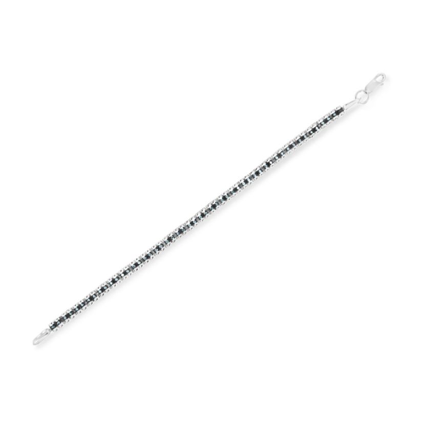 Black Rhodium over Silver 1.0 Cttw Rose Cut Diamond Double-Link 7" Tennis Bracelet