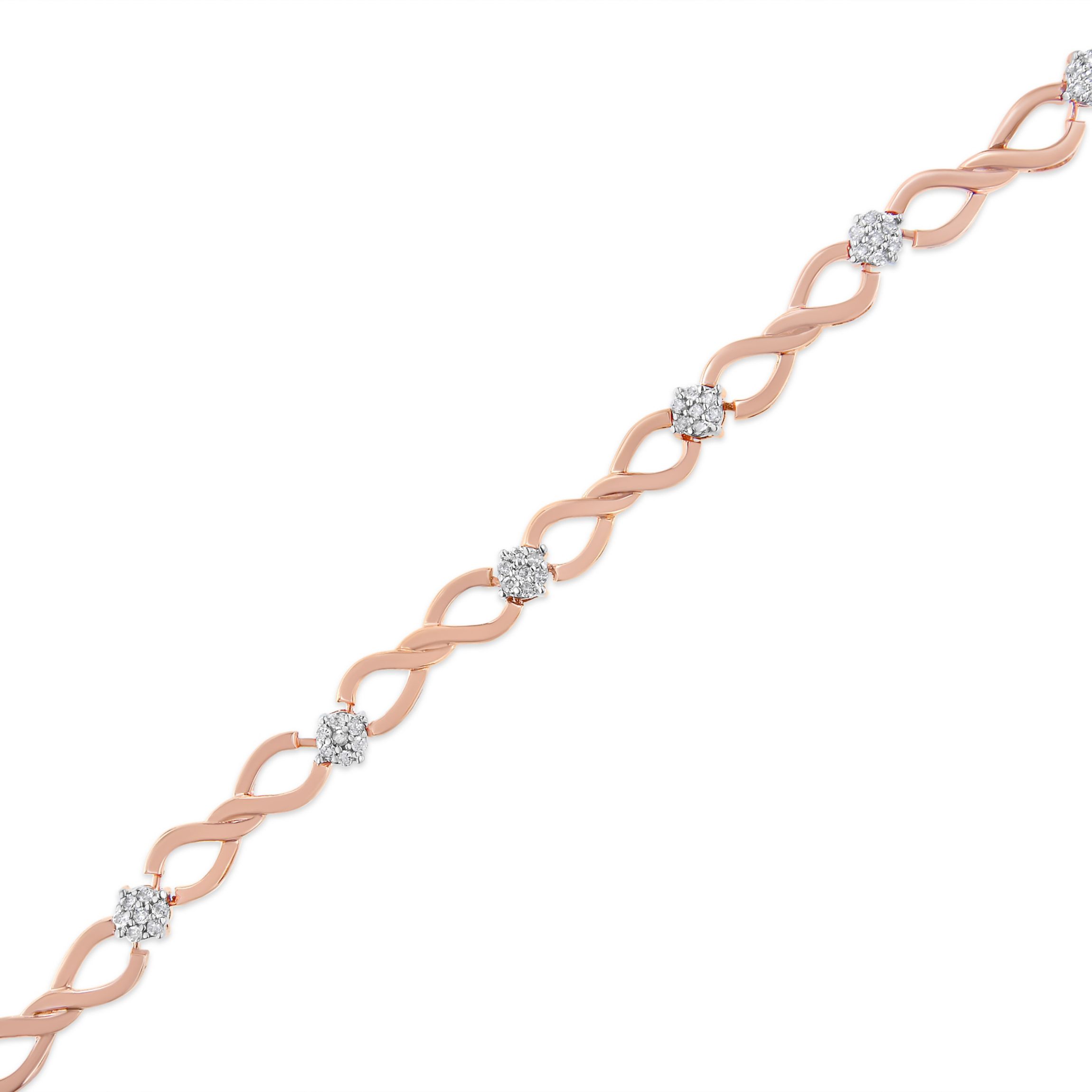 10K Rose Gold Plated Silver 1/2 Cttw Diamond Infinity Link Tennis Bracelet -7”