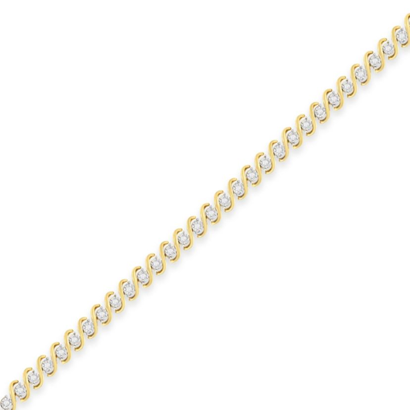Yellow Plated Sterling Silver Round-Cut Diamond Bracelet