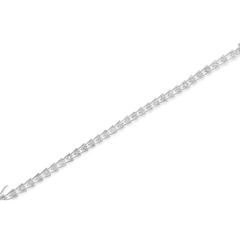 Sterling Silver Diamond Wave-Style Link Bracelet