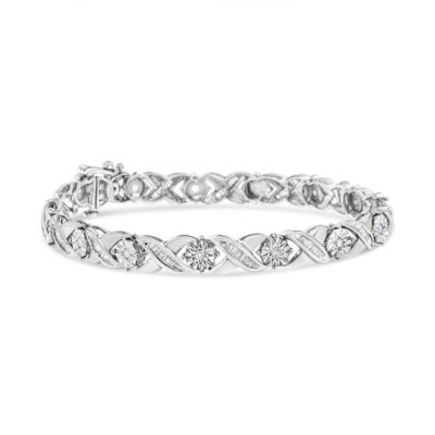 Haus of Brilliance Silver 1.0 Cttw Diamond Miracle-Set X-Link Tennis Bracelet, White, 7 in