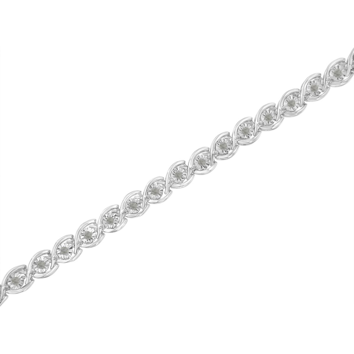 .925 Sterling Silver 1/2 Cttw Diamond Criss-Cross Miracle-Set 7" Link Bracelet