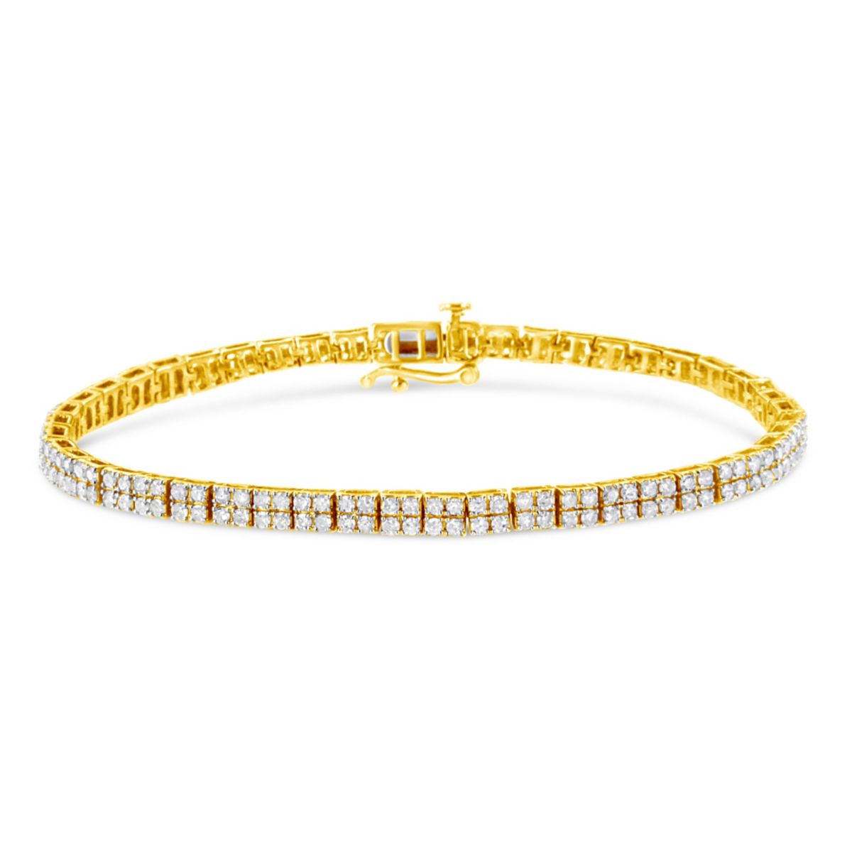 14K Yellow Gold Plated Silver 3.0 Cttw Diamond Link Bracelet - 7.25"