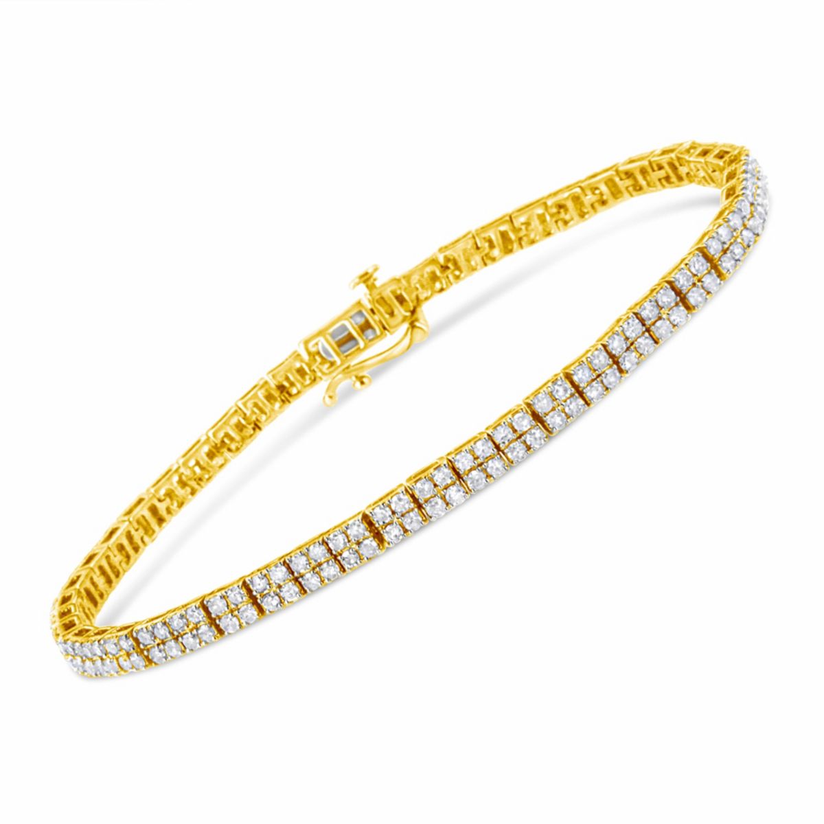 14K Yellow Gold Plated Silver 3.0 Cttw Diamond Link Bracelet - 7.25"