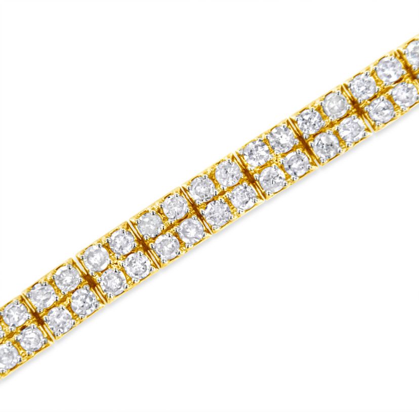 14K Yellow Gold Plated Silver 3.0 Cttw Diamond Link Bracelet - 7.25"