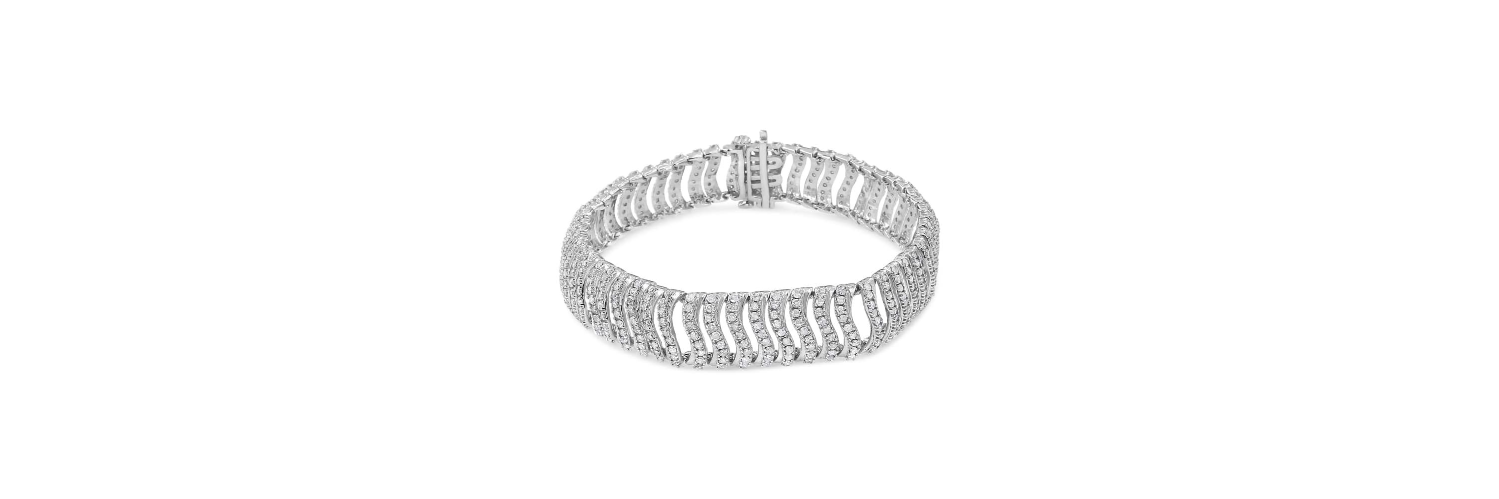 .925 Sterling Silver 5.00 Cttw Round-Cut Diamond "S" Link Bracelet - Size 7.25