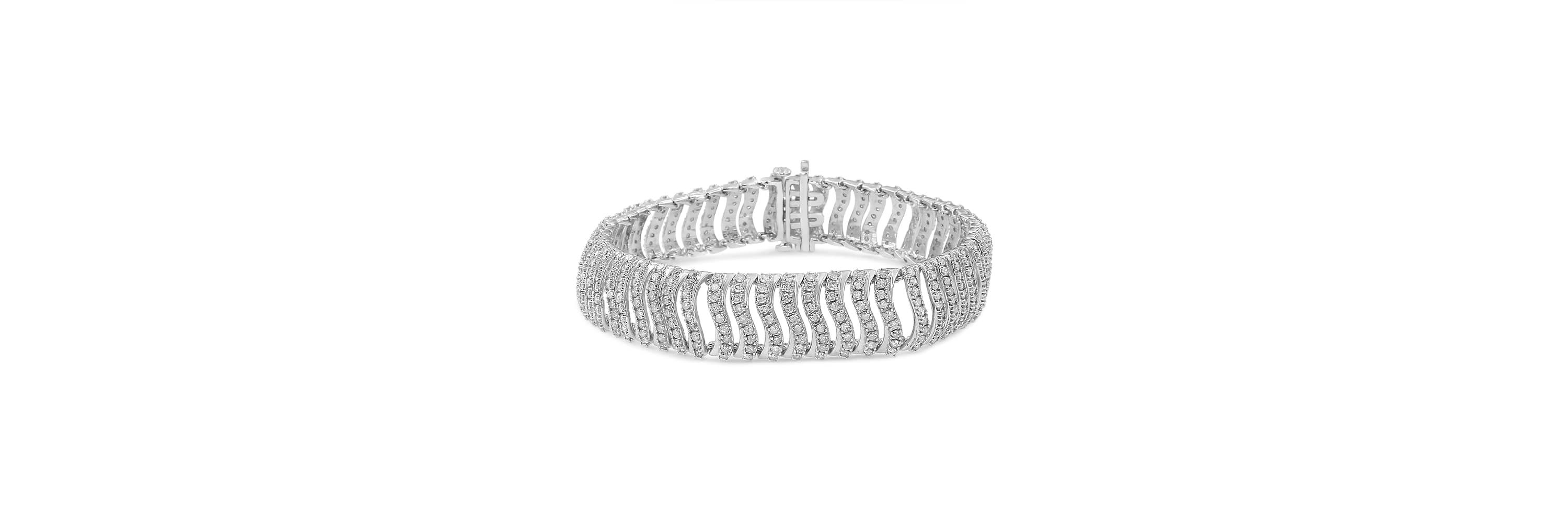 .925 Sterling Silver 5.00 Cttw Round-Cut Diamond "S" Link Bracelet - Size 7.25