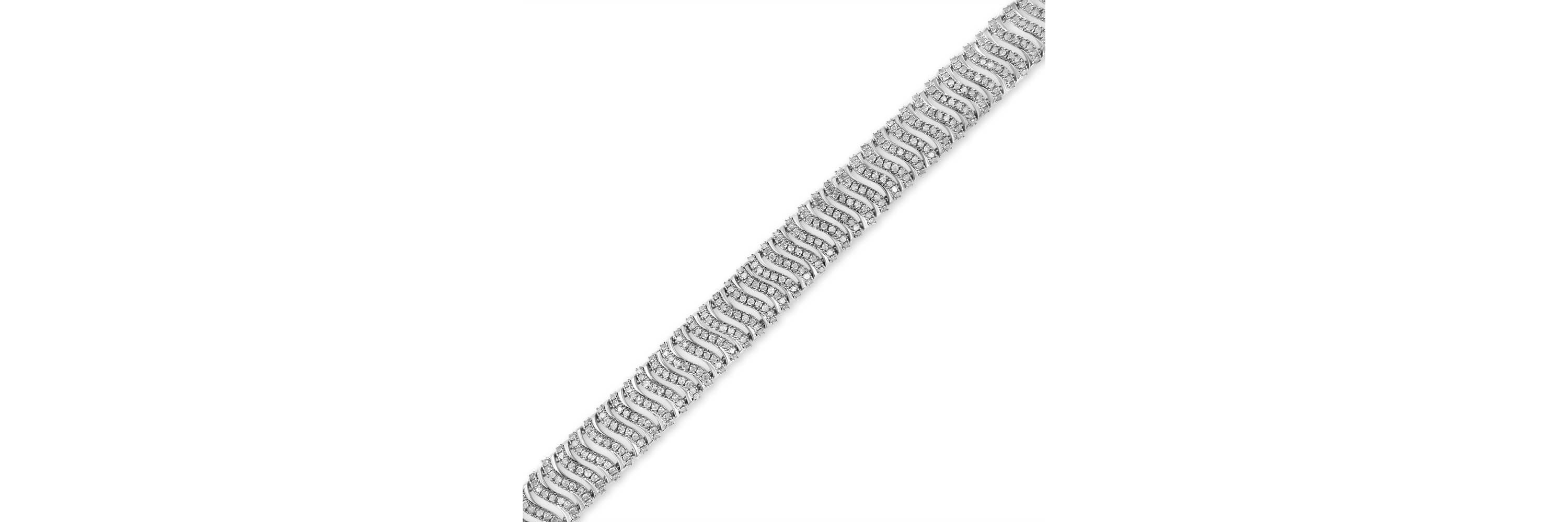 .925 Sterling Silver 5.00 Cttw Round-Cut Diamond "S" Link Bracelet - Size 7.25