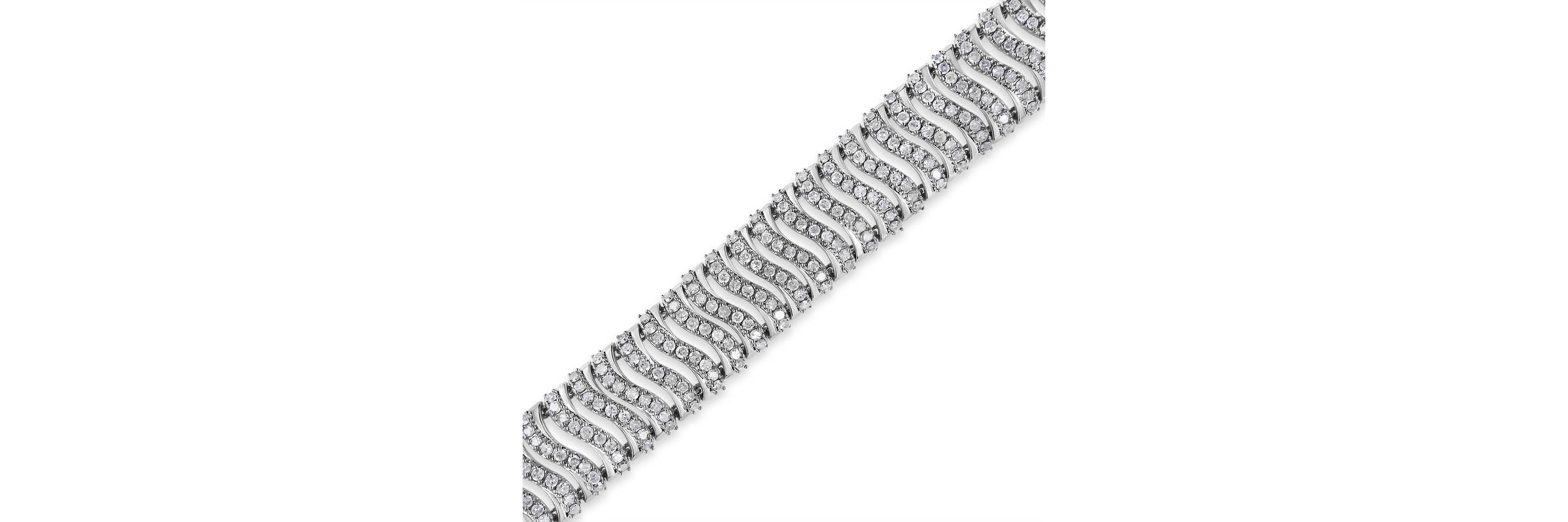 .925 Sterling Silver 5.00 Cttw Round-Cut Diamond "S" Link Bracelet - Size 7.25