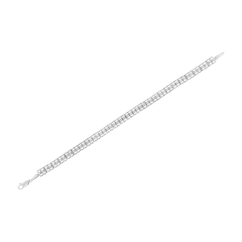 .925 Sterling Silver 1/10 Cttw Diamond Double-Link 7" Rolex Tennis Bracelet