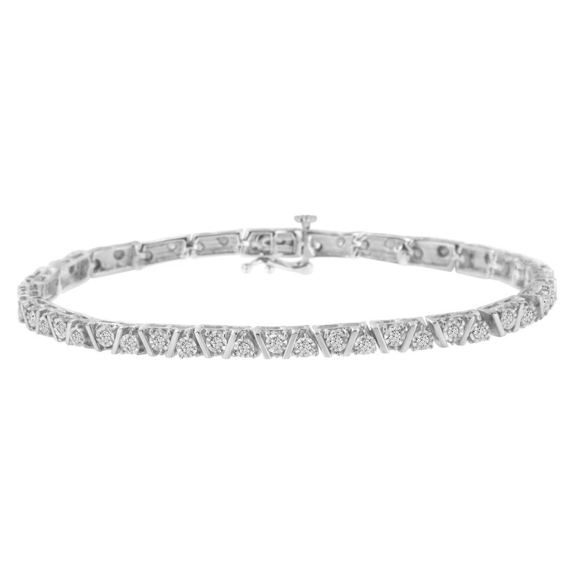 .925 Sterling Silver 1.0 cttw Miracle-Set Diamond Tennis Bracelet - 7.25"