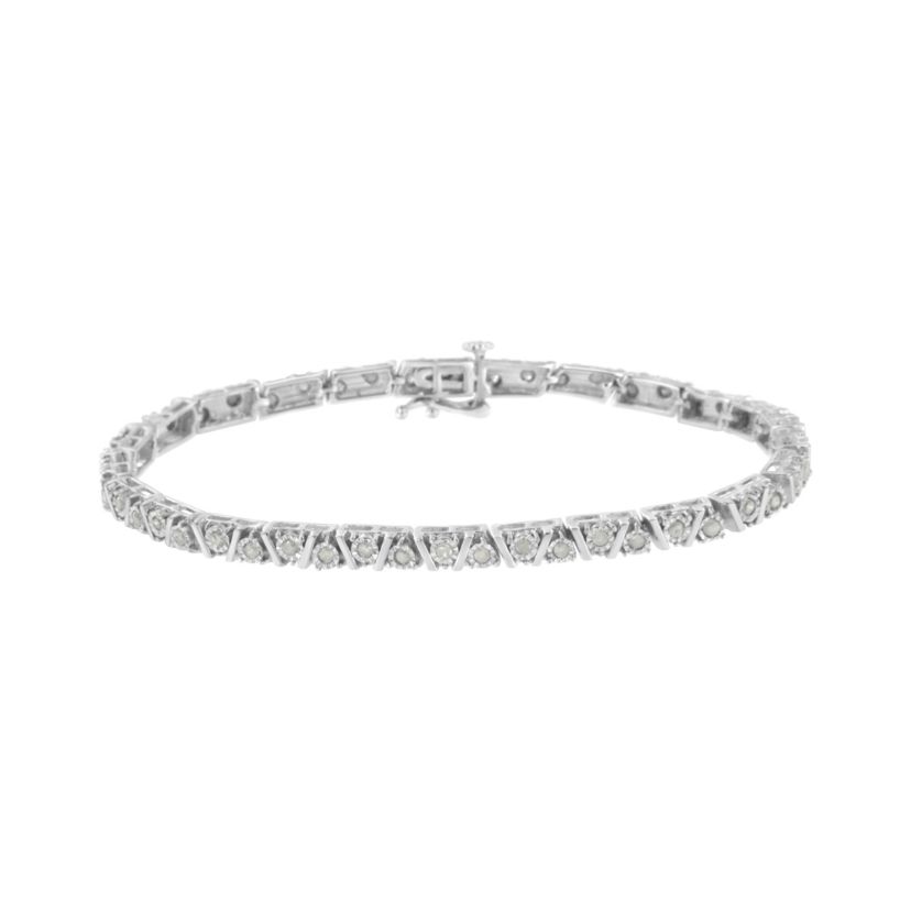 .925 Sterling Silver 1.0 cttw Miracle-Set Diamond Tennis Bracelet - 7.25"