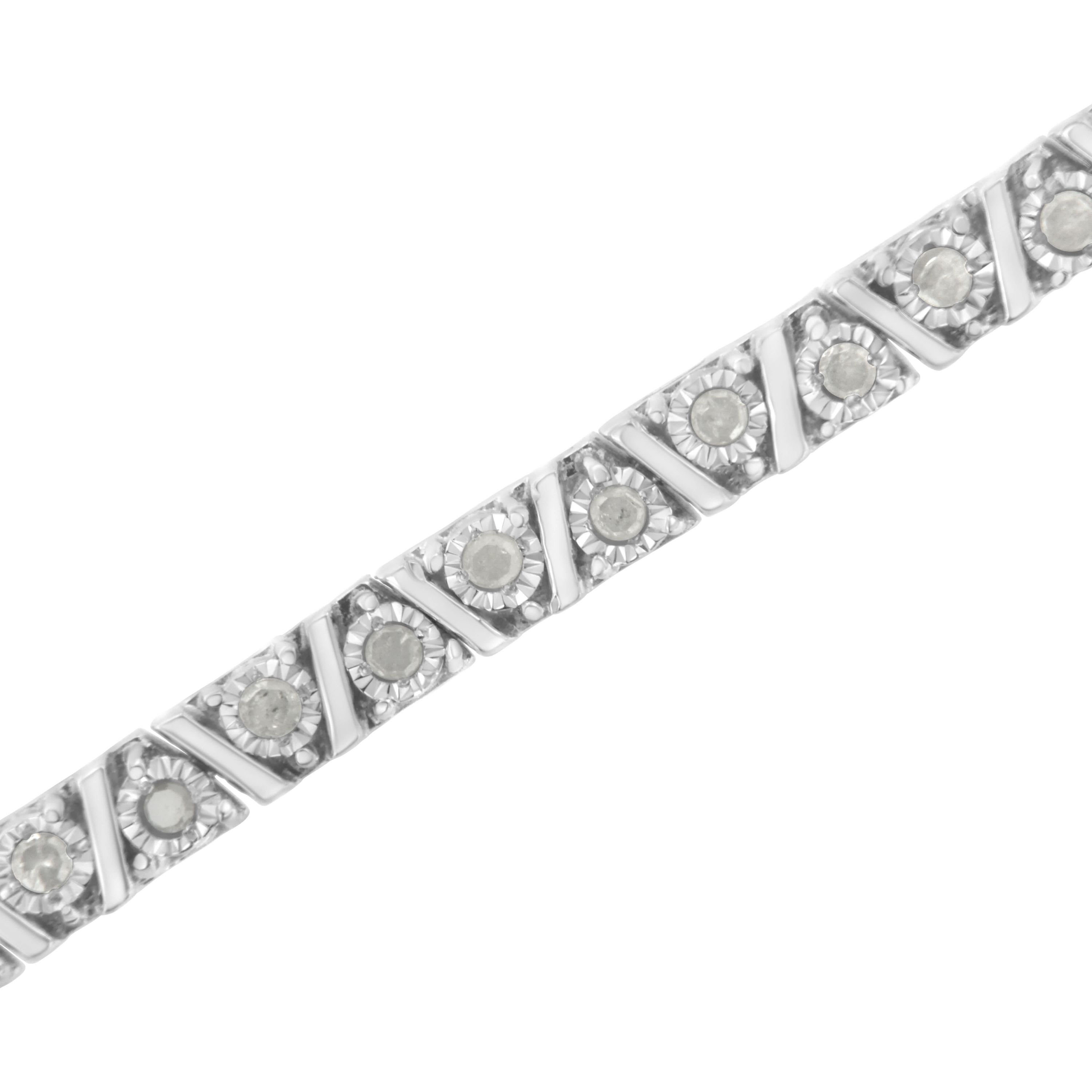 .925 Sterling Silver 1.0 cttw Miracle-Set Diamond Tennis Bracelet - 7.25"